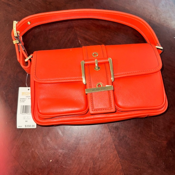 Michael Kors Handbags - Michael Kors Orange Leather Shoulder Bag
